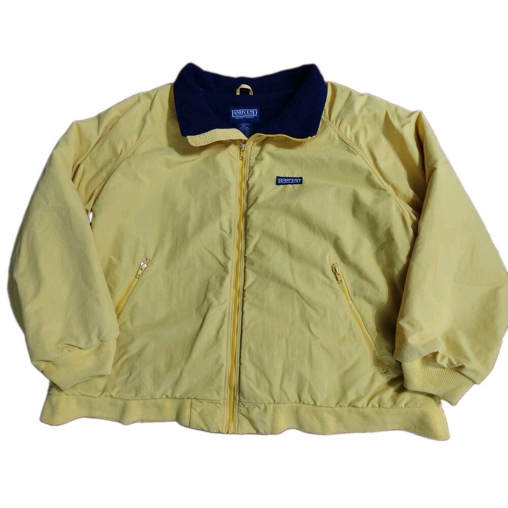 Vintage Lands End The Squall Jacket Mens 3XL Yellow Fleece Lined Made in USA